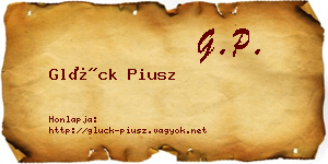 Glück Piusz névjegykártya